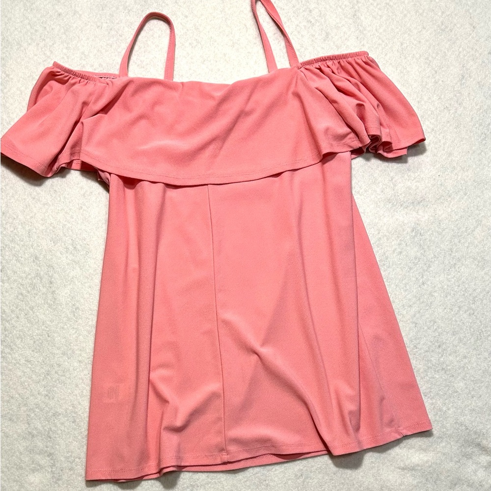 Pink Ruffle Off-Shoulder Top - Picture 2 of 7